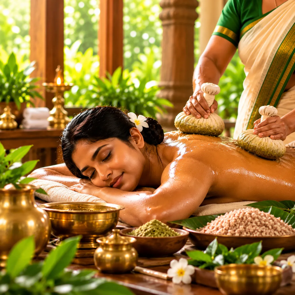 Njavarakizhi treatment using medicated rice boluses